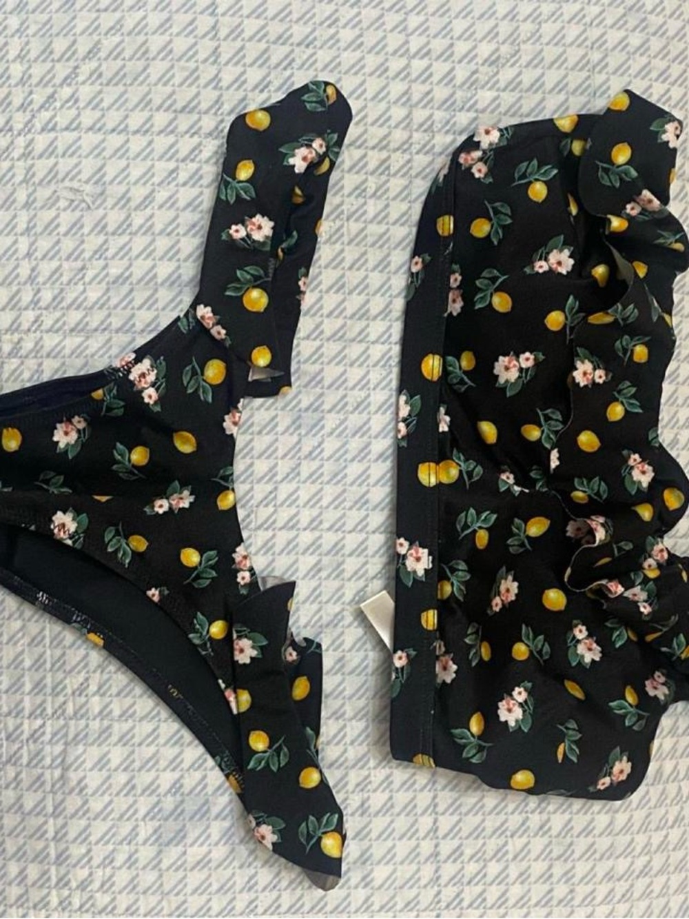 Victoria's Secret Girls Black Lemon Floral Ruffle Bottoms